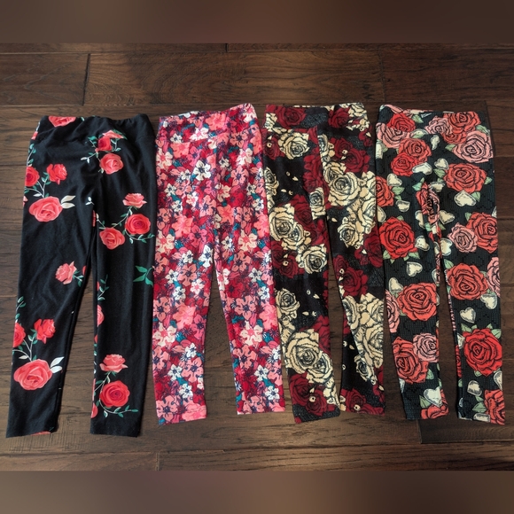 LuLaRoe Other - LULAROE Girls Floral Patterned Leggings Bundle Lot Of 4 Pairs Size Small/Medium